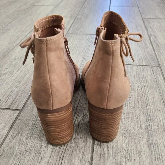 Nine West lace up ankle booties tan suede size 8.5 women's - Picture 6 of 15